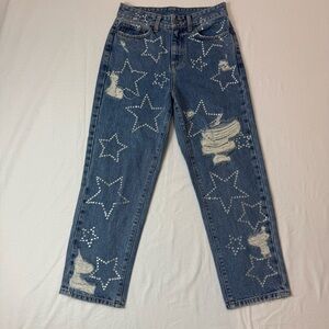 Carmar Rhinestone Star Embellished Distressed Jeans Size 25